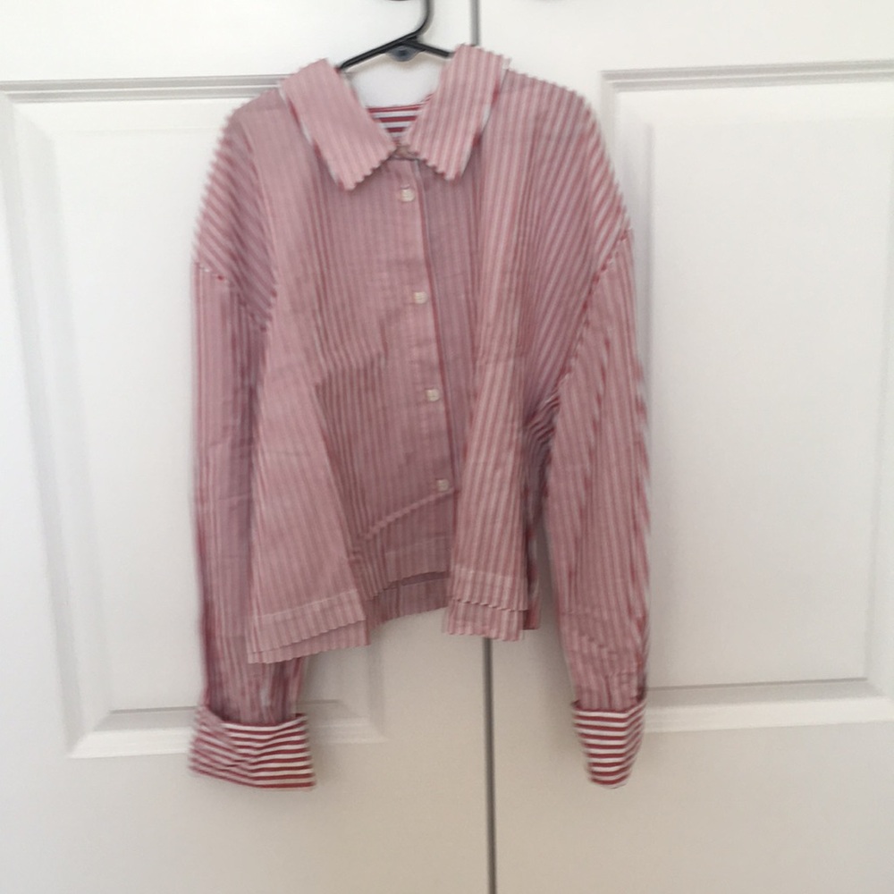 Zara cropped striped shirt size L